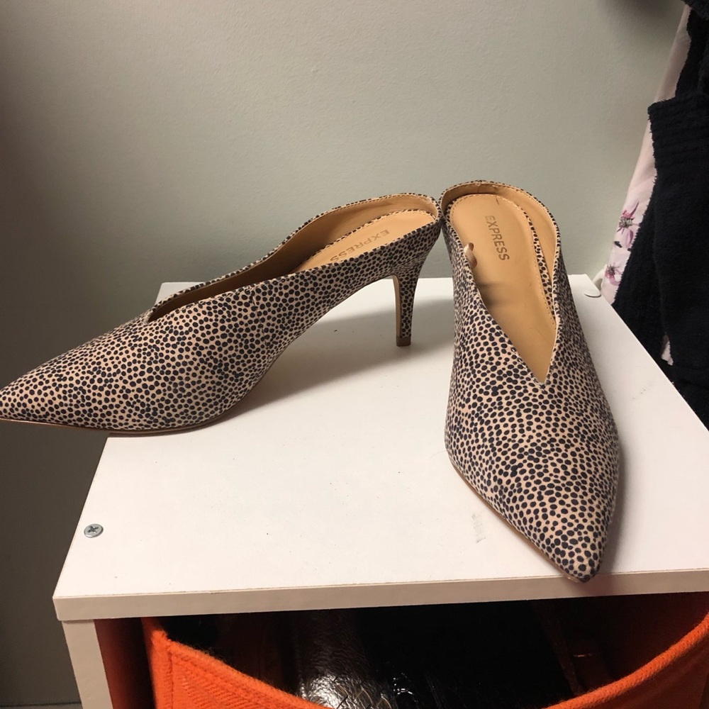 Express Suede Cheetah Animal Print Mule Slides- 8